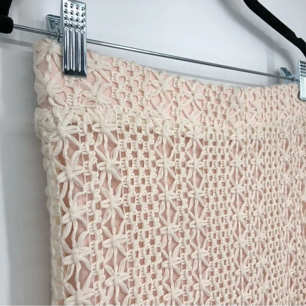 Free‎ People Pencil Skirt Womens 6 Cream Floral Crochet